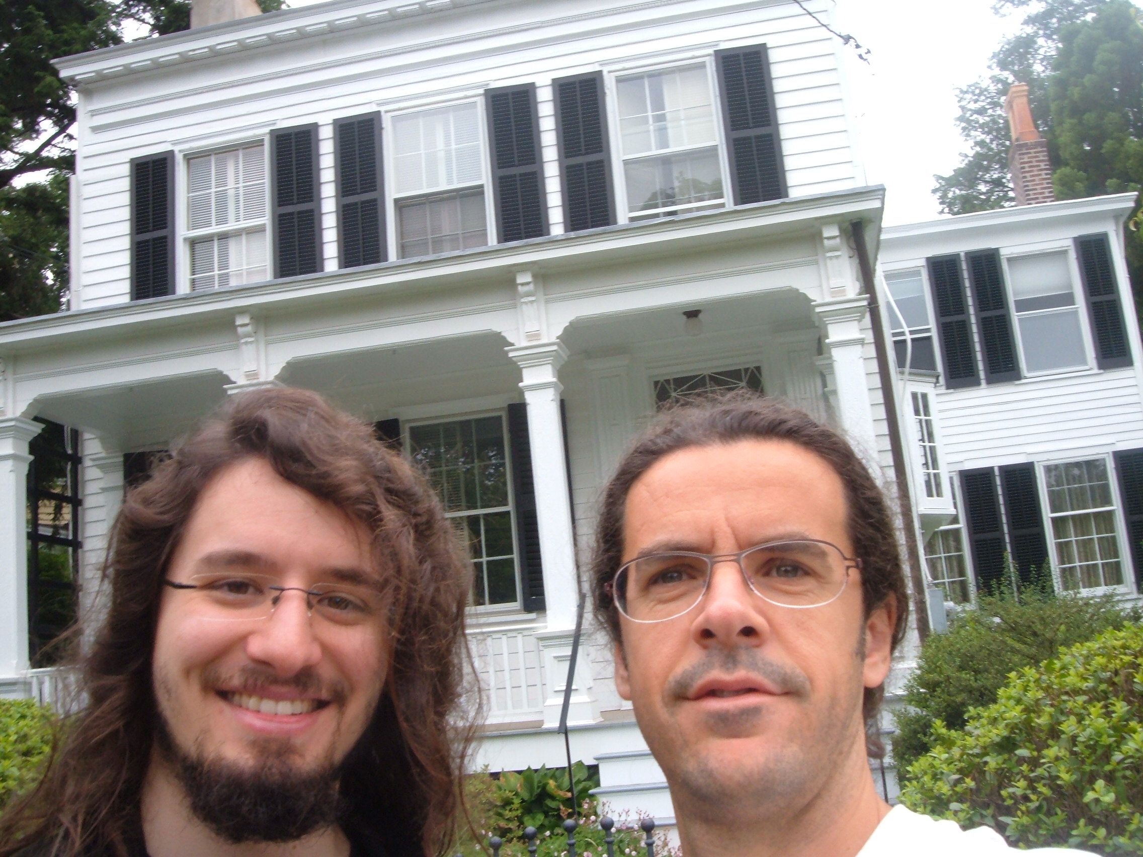 Miguel Zilhão and Vitor Cardoso outside Albert Einstein's former home in Princeton